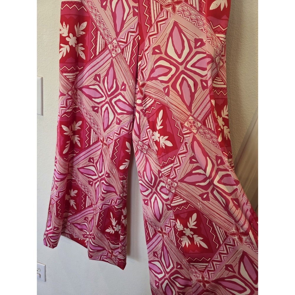 Caroline Constas Wide Leg Palazzo Pants Sz S Red Pink White TribalTropicalResort - Picture 4 of 5